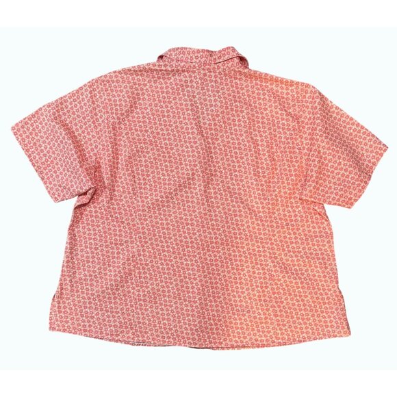 Liz Claiborne Woman Coral Cotton Floral Button-Up Blouse Size 22W Short Sleeve - Picture 2 of 9